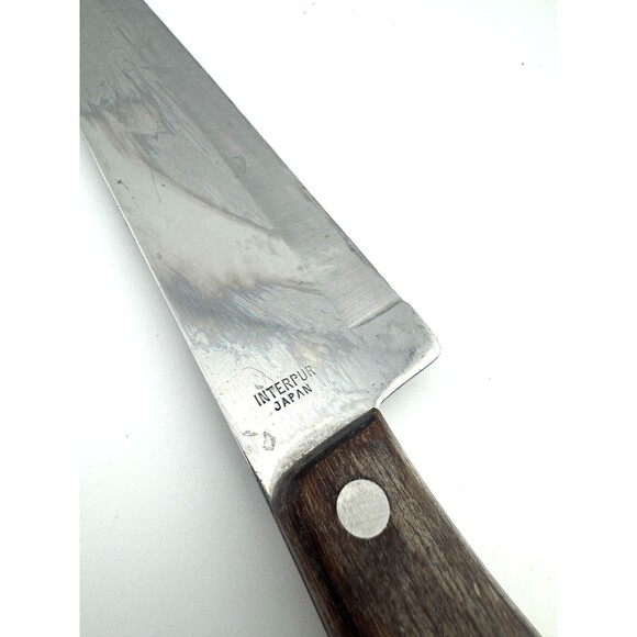 Vintage Interpur Stainless Steel Butcher Carving Knife Wood Handle 9" Japan - Picture 5 of 8